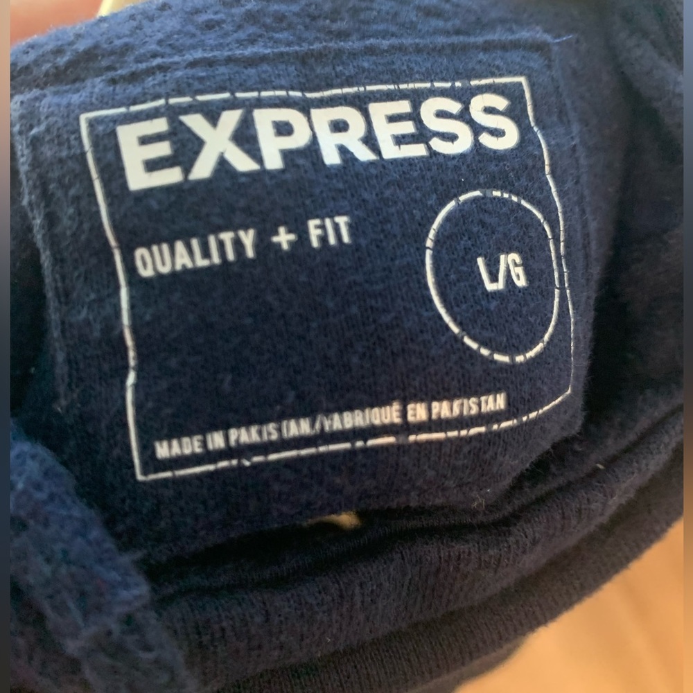 Navy high neck hoodie. Size large. - Picture 6 of 9